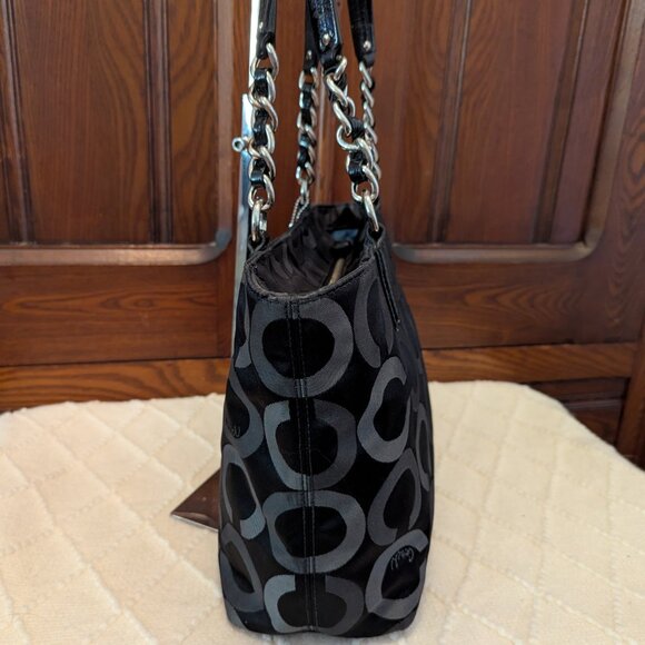 Coach Black & Gray Signature Sateen Madison Tote 20483 - Picture 5 of 12